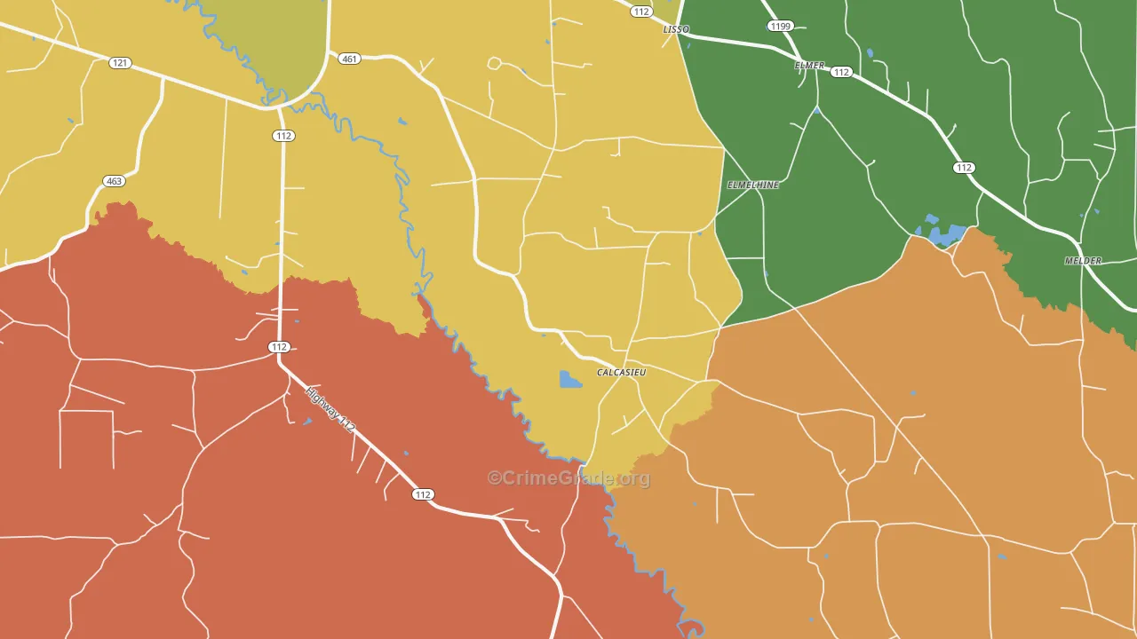 Calcasieu, LA Map of Theft Rates