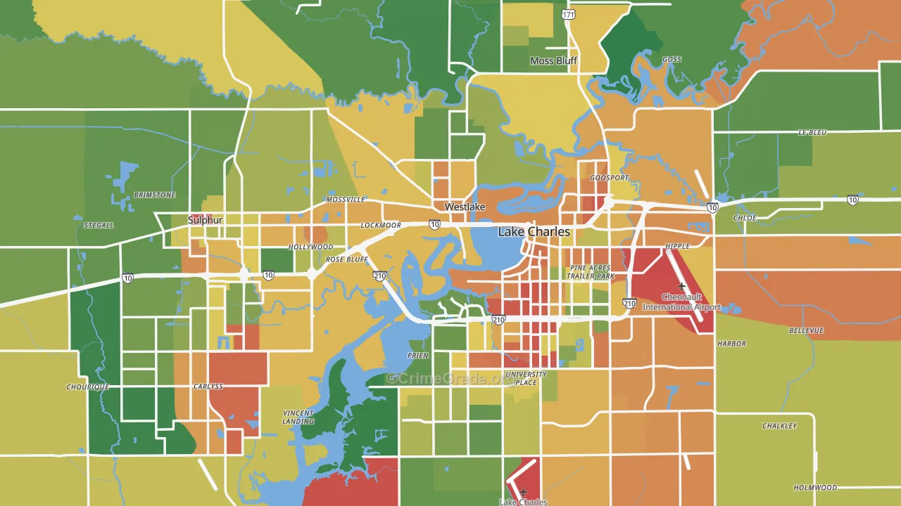 Calcasieu Parish, LA Map of Theft Rates