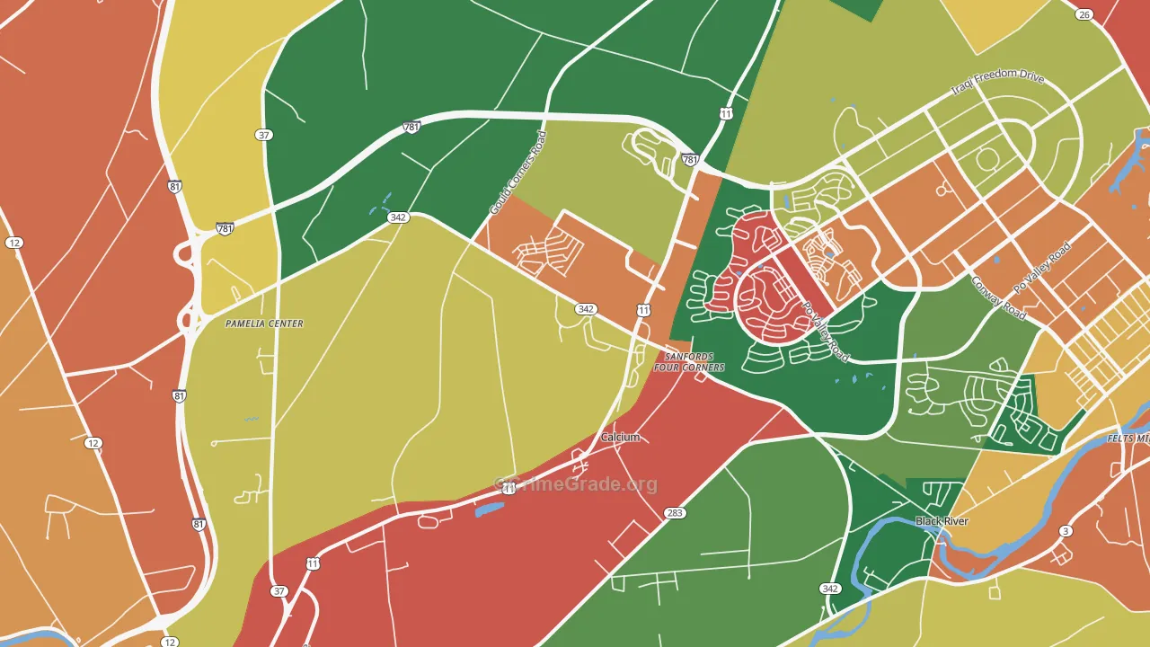 Calcium, NY Map of Theft Rates