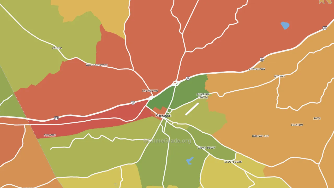 Caldwell County, KY Map of Theft Rates