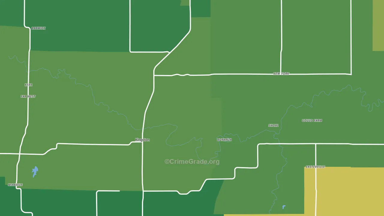 Caldwell County, MO Map of Theft Rates