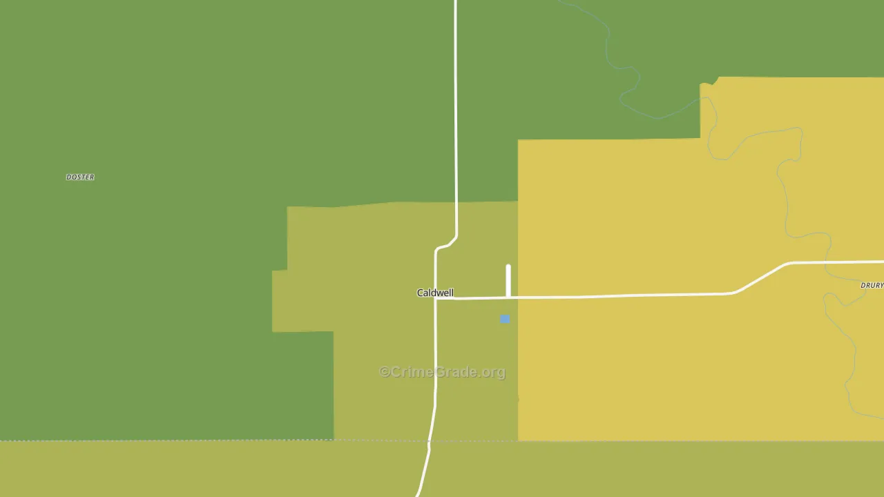 Caldwell, KS Map of Theft Rates