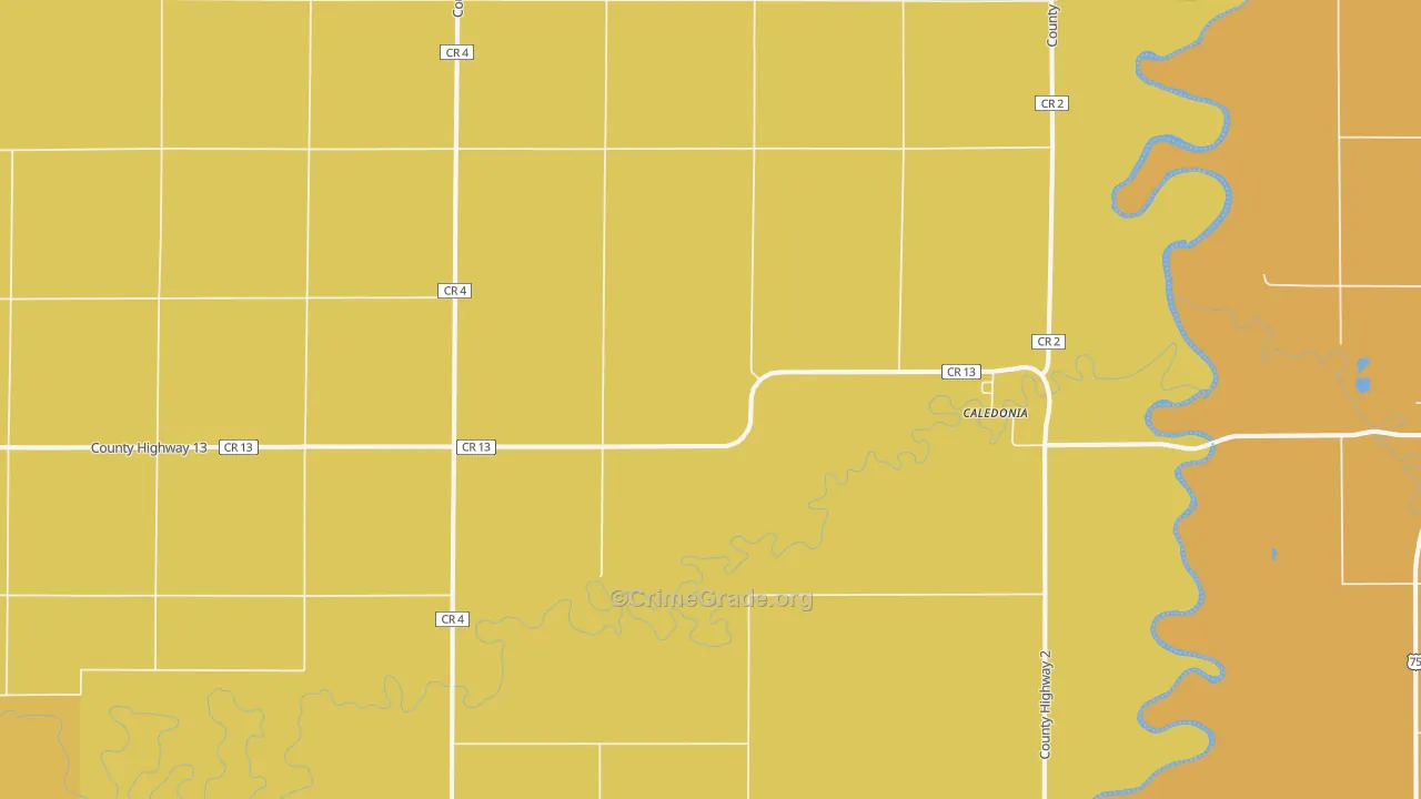 Caledonia, ND Map of Theft Rates