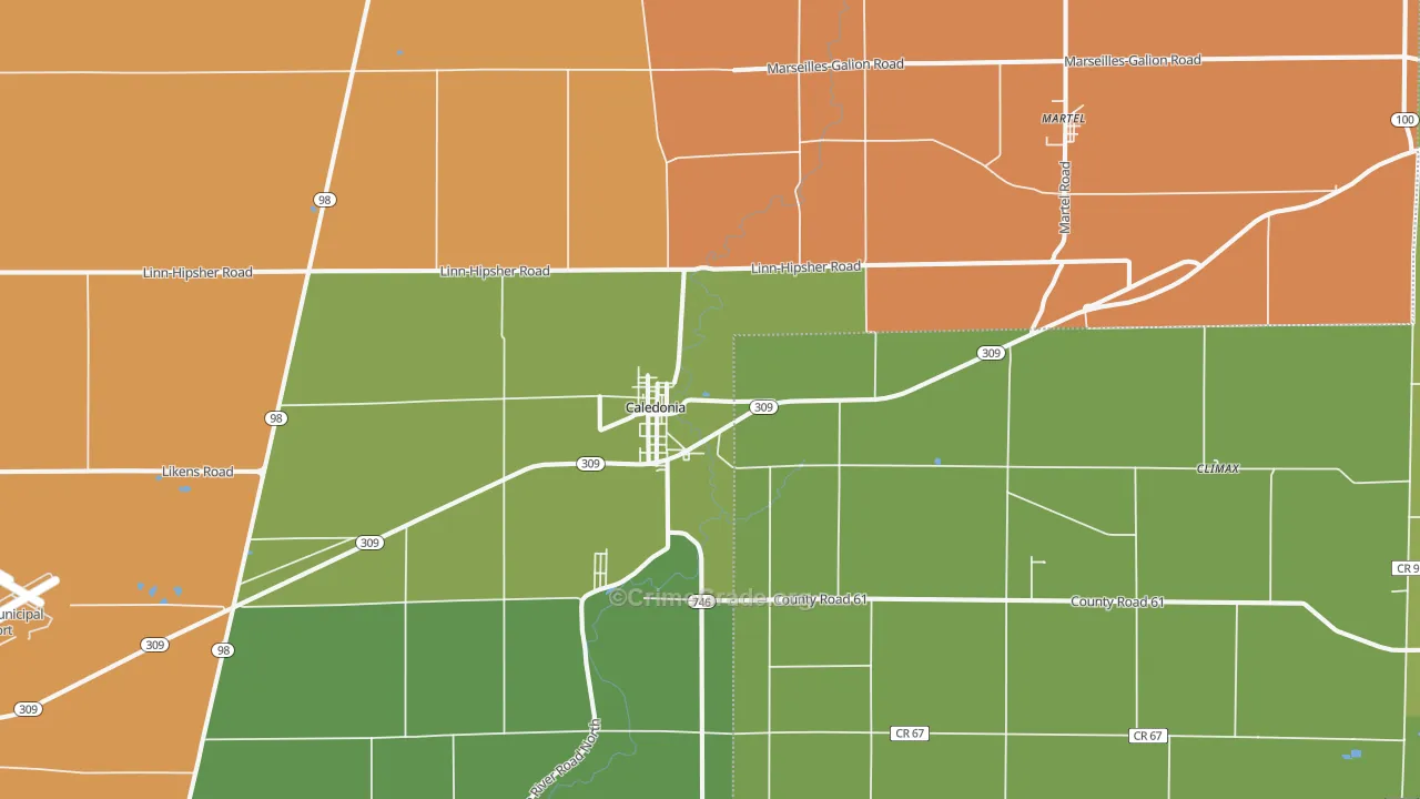 Caledonia, OH Map of Theft Rates