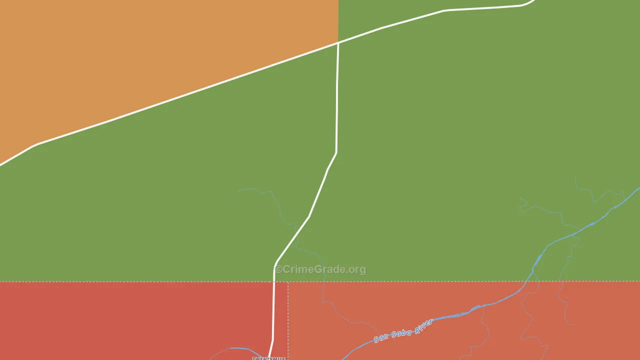 Calf Creek, TX Map of Theft Rates