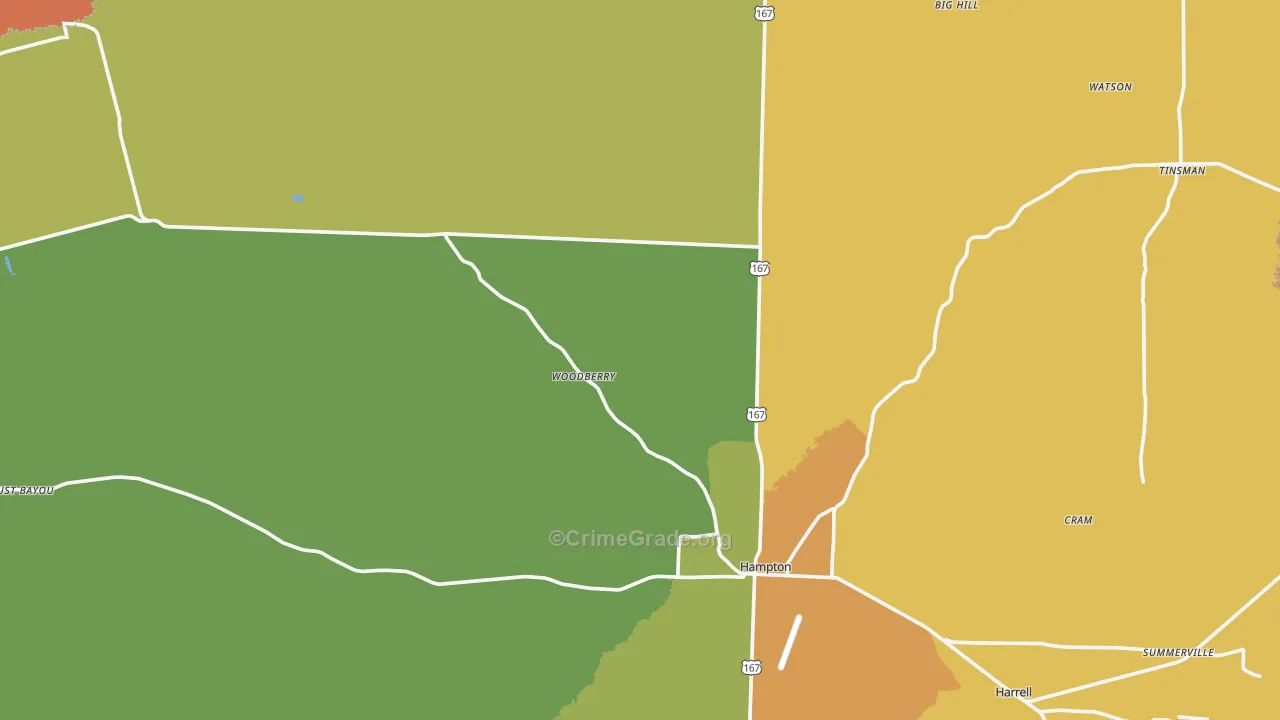 Calhoun County, AR Map of Theft Rates