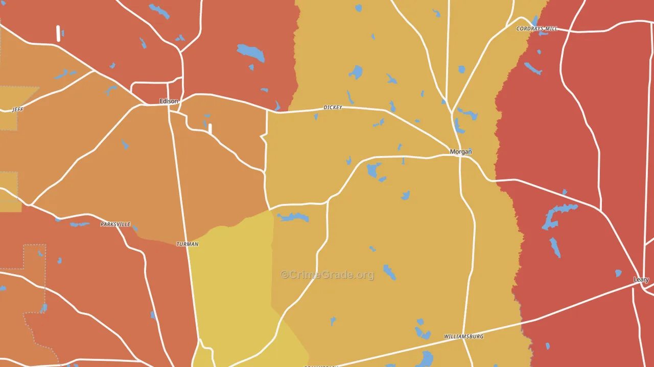 Calhoun County, GA Map of Theft Rates