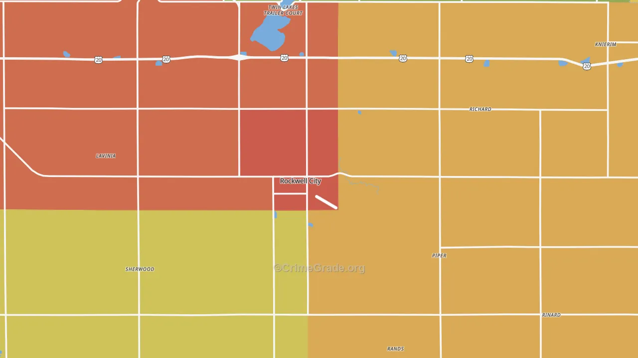 Calhoun County, IA Map of Theft Rates