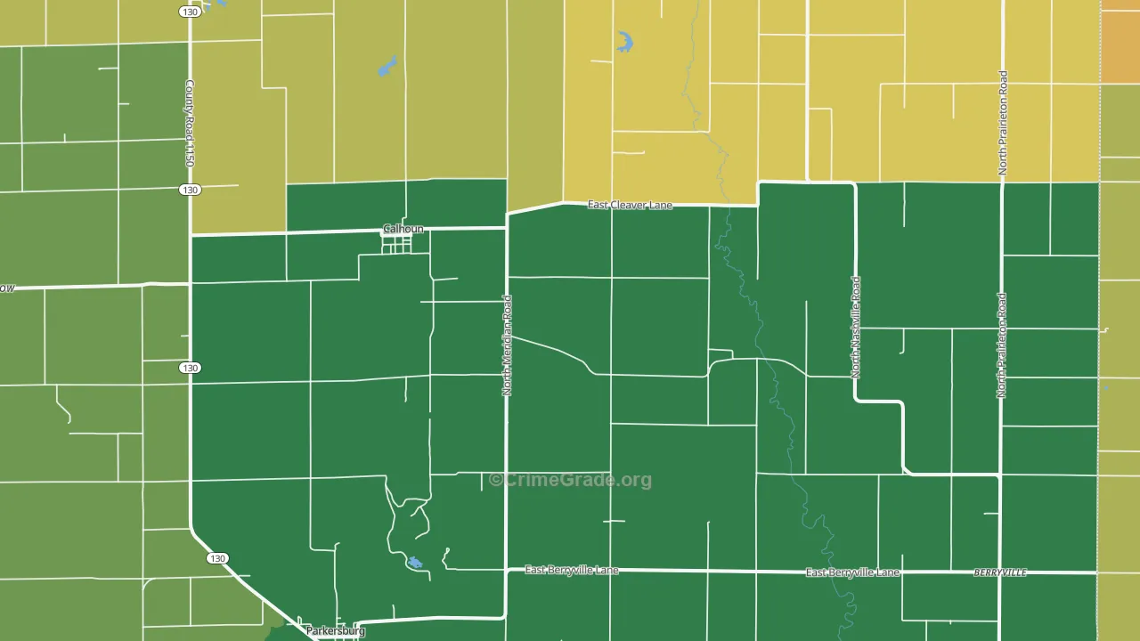 Calhoun, IL Map of Theft Rates