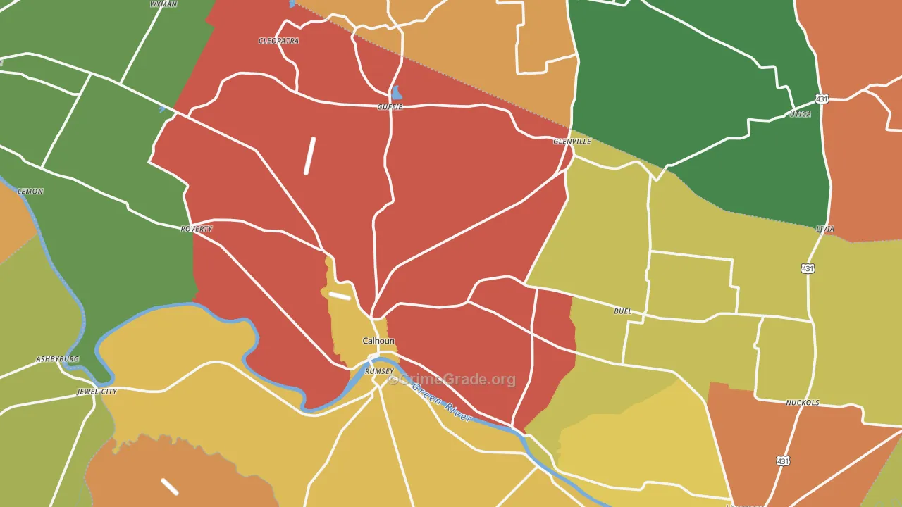 Calhoun, KY Map of Theft Rates