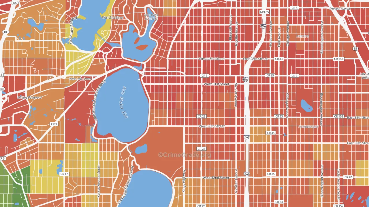 Calhoun, Minneapolis, MN Map of Theft Rates