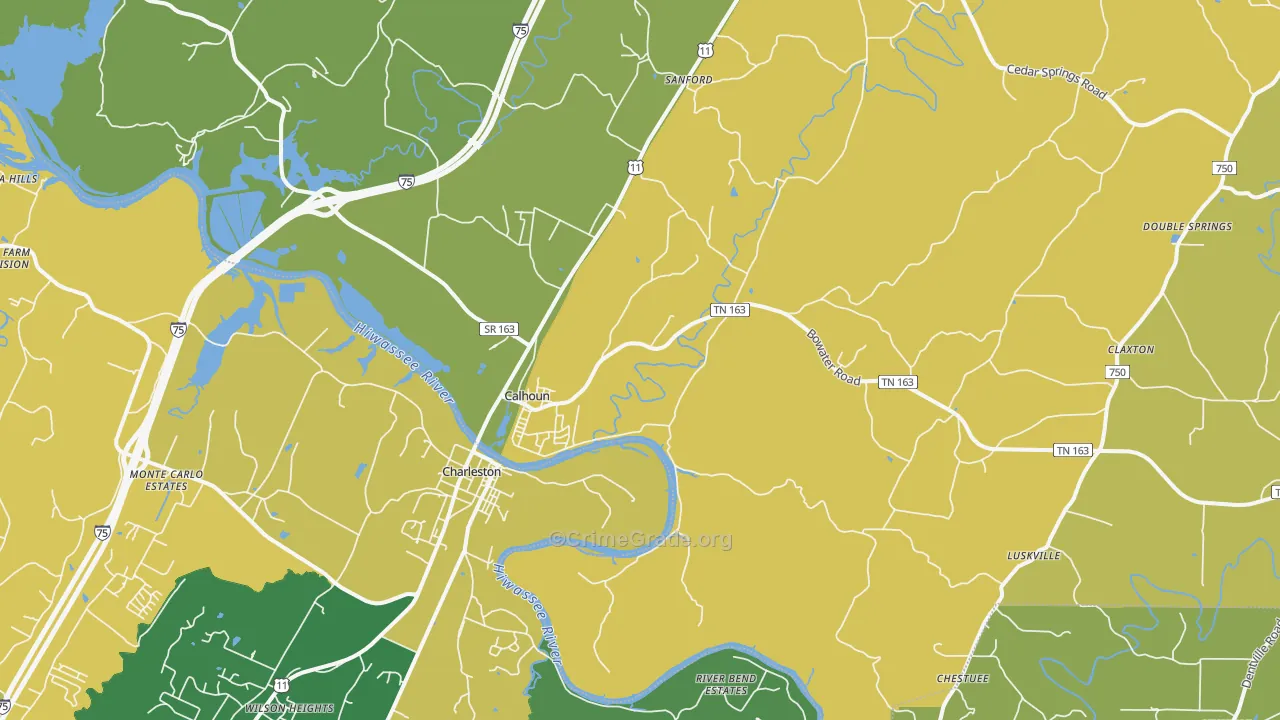 Calhoun, TN Map of Theft Rates