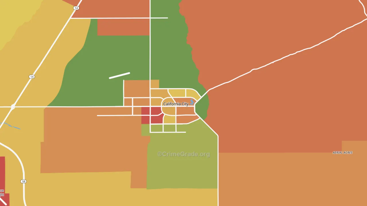 California City, CA Map of Theft Rates