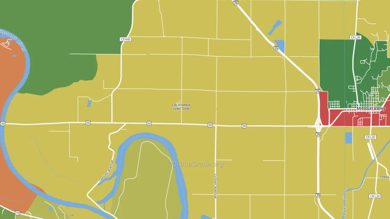 California Junction, IA Map of Theft Rates