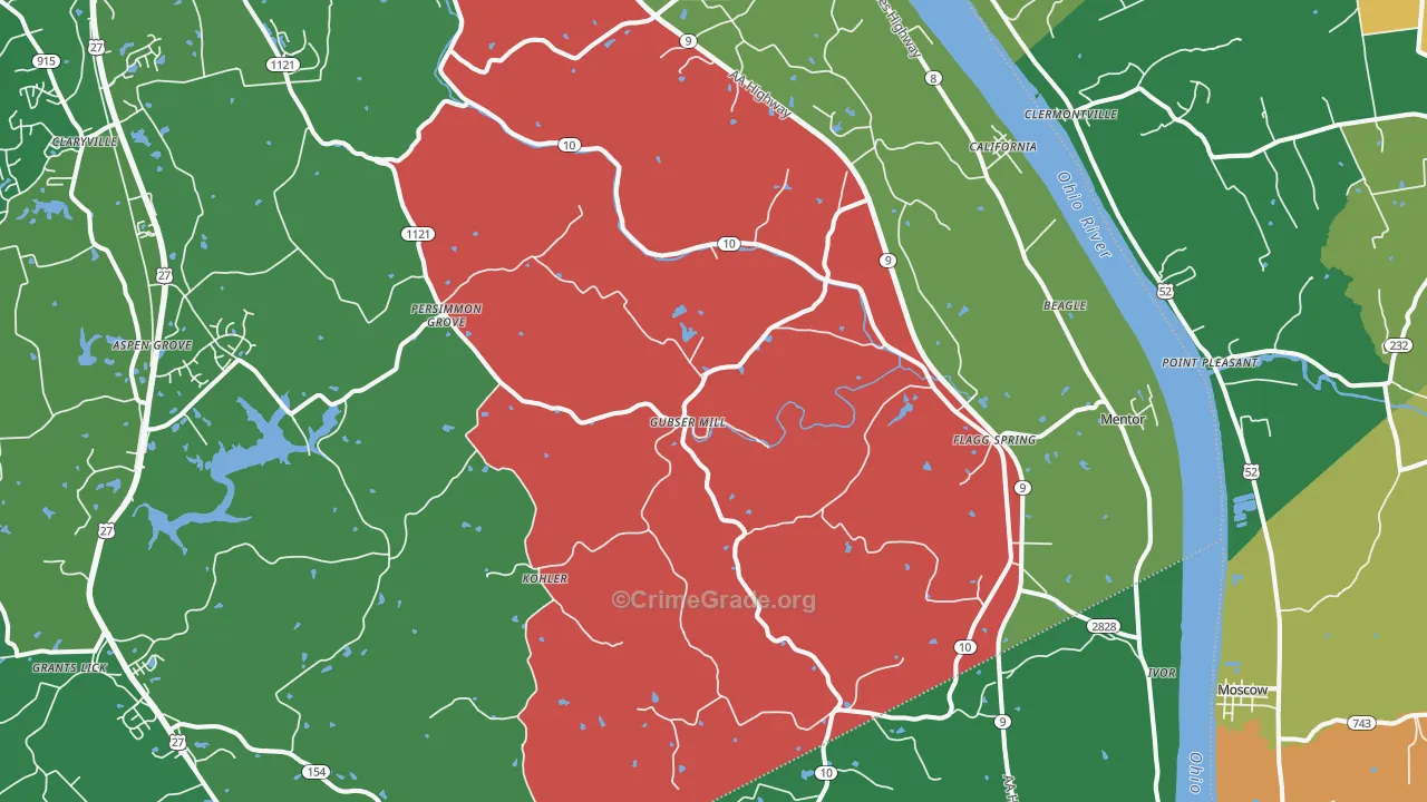 California, KY Map of Theft Rates