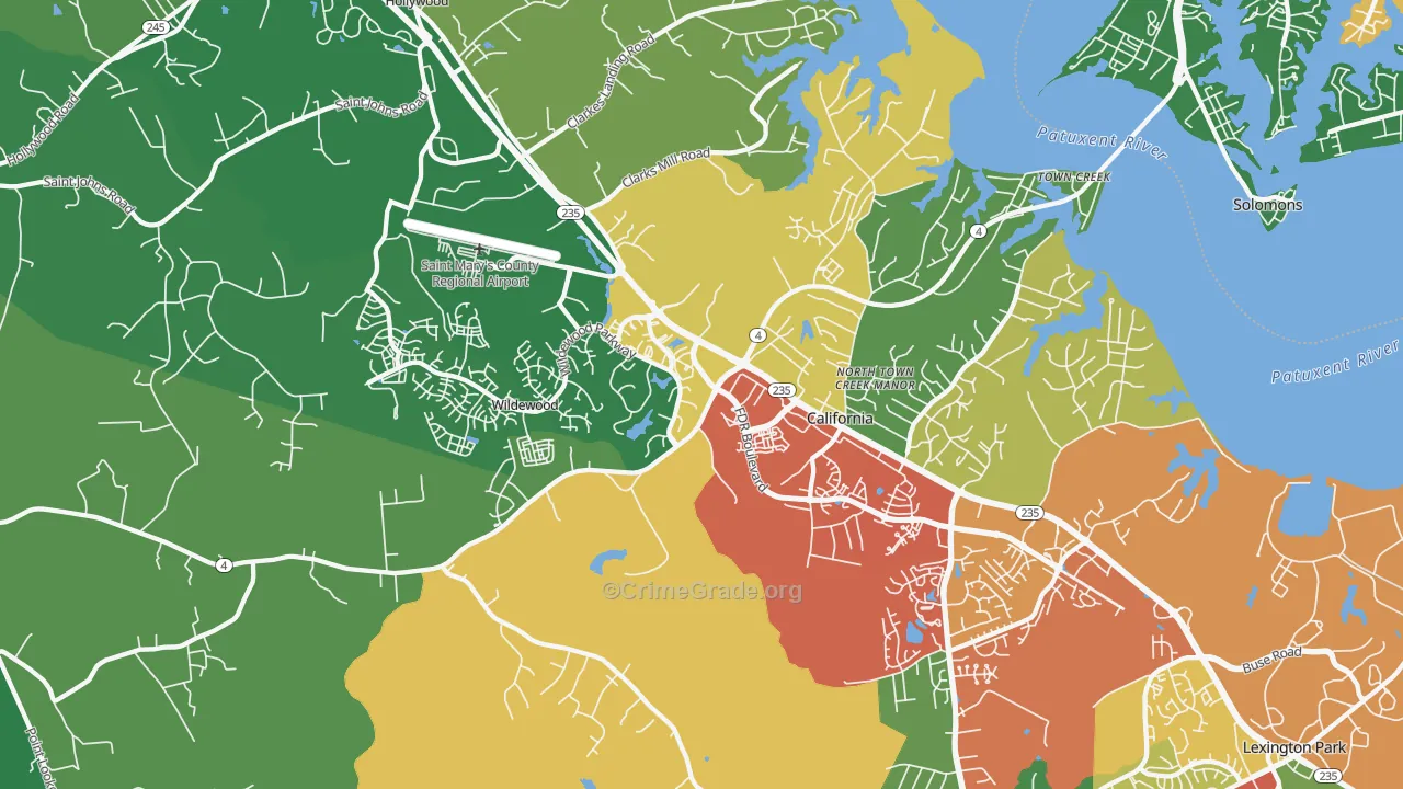 California, MD Map of Theft Rates