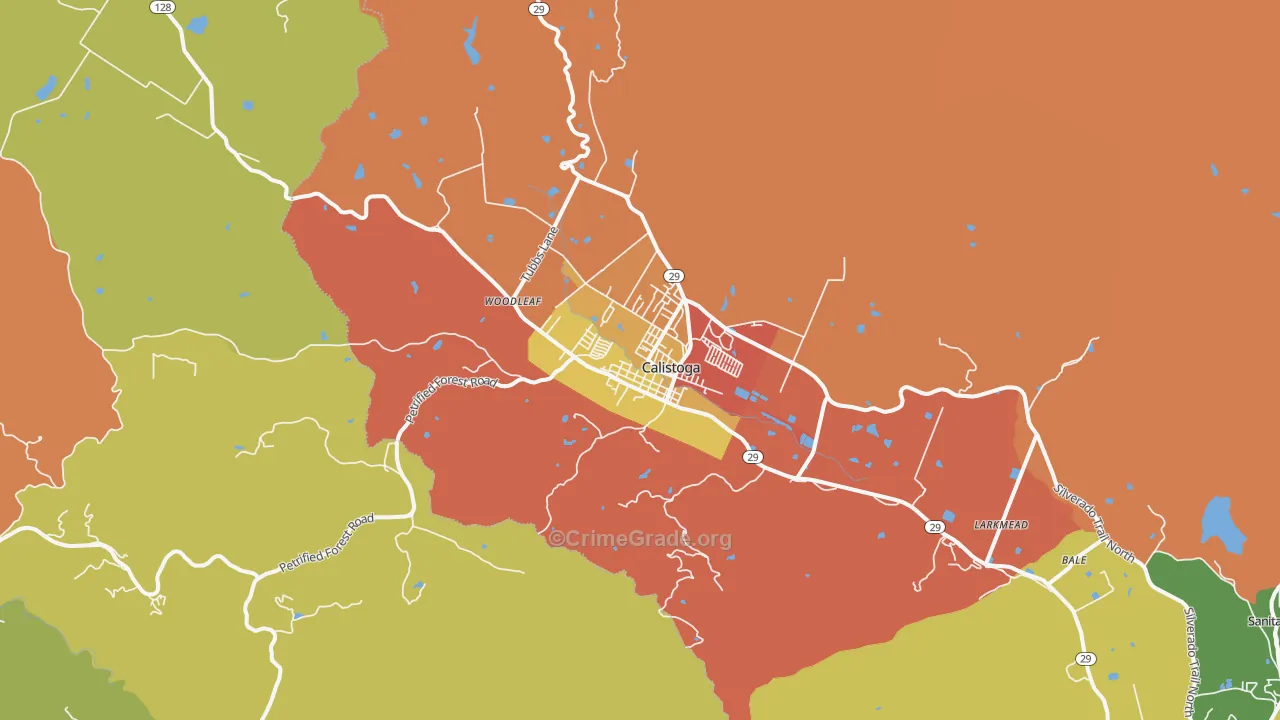 Calistoga, CA Map of Theft Rates