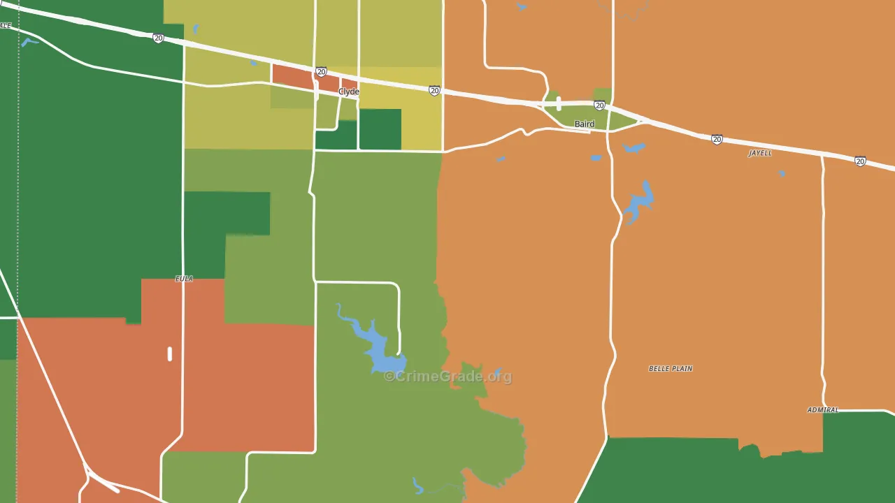 Callahan County, TX Map of Theft Rates