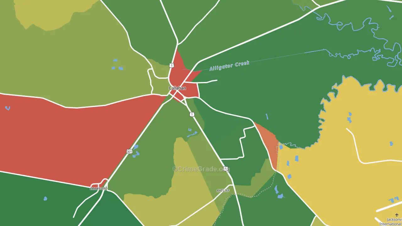 Callahan, FL Map of Theft Rates