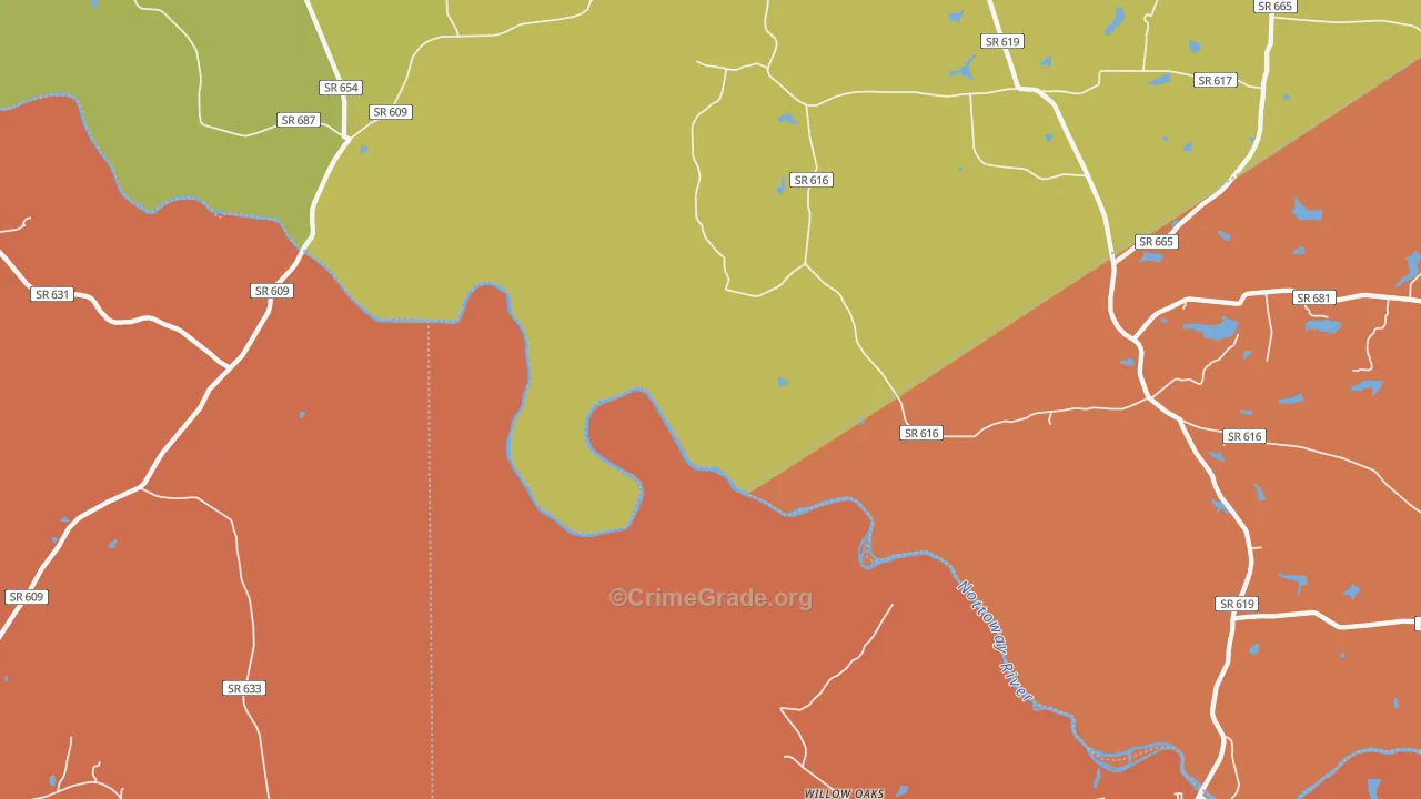 Callaville, VA Map of Theft Rates