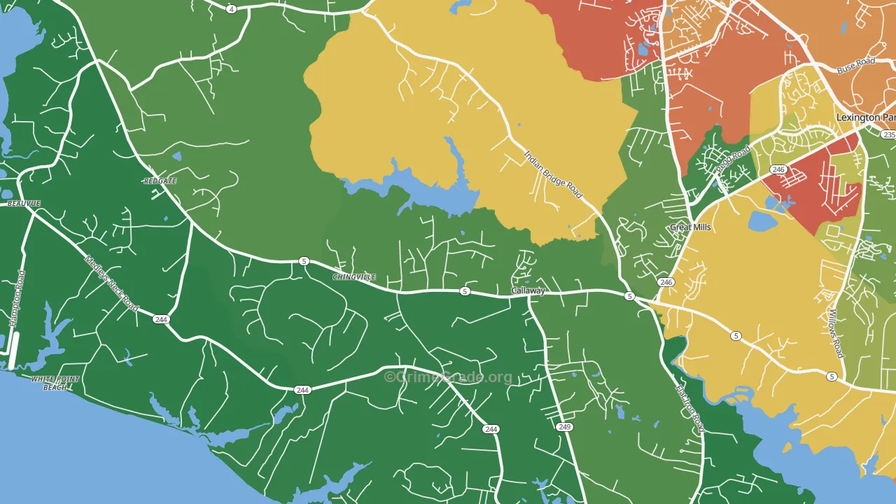 Callaway, MD Map of Theft Rates