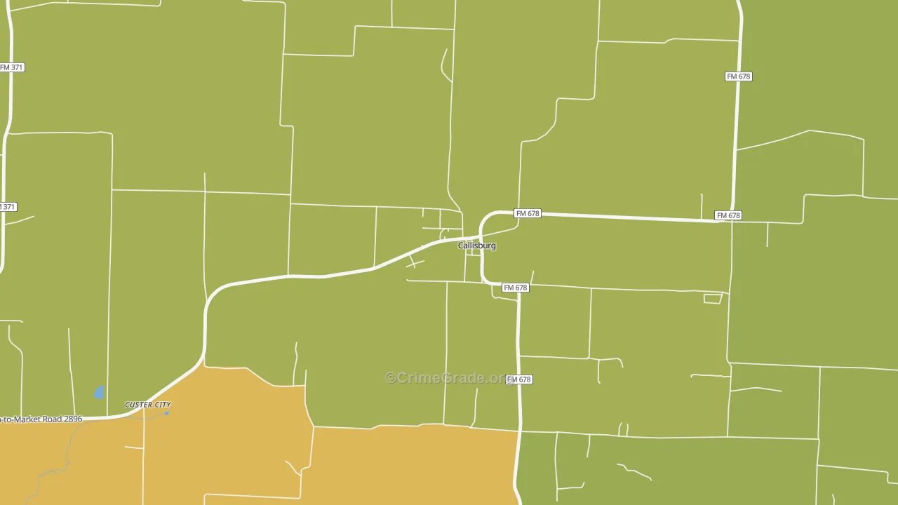 Callisburg, TX Map of Theft Rates