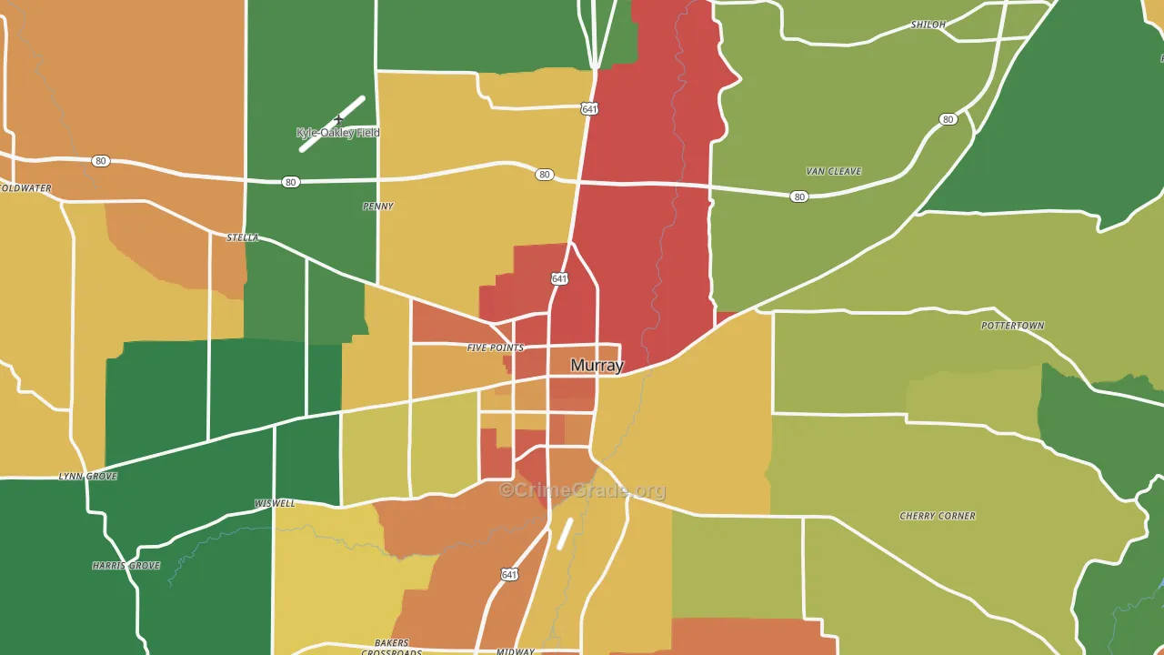 Calloway County, KY Map of Theft Rates