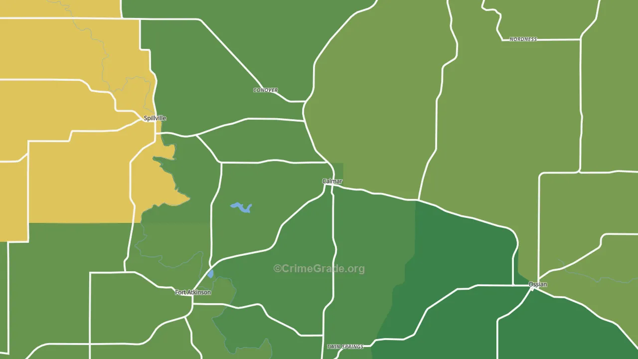 Calmar, IA Map of Theft Rates