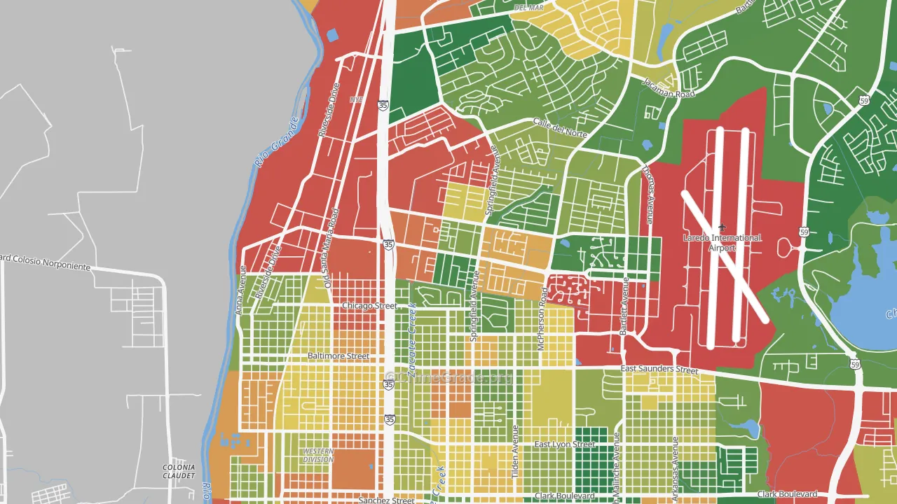 Calton Gardens, Laredo, TX Map of Theft Rates