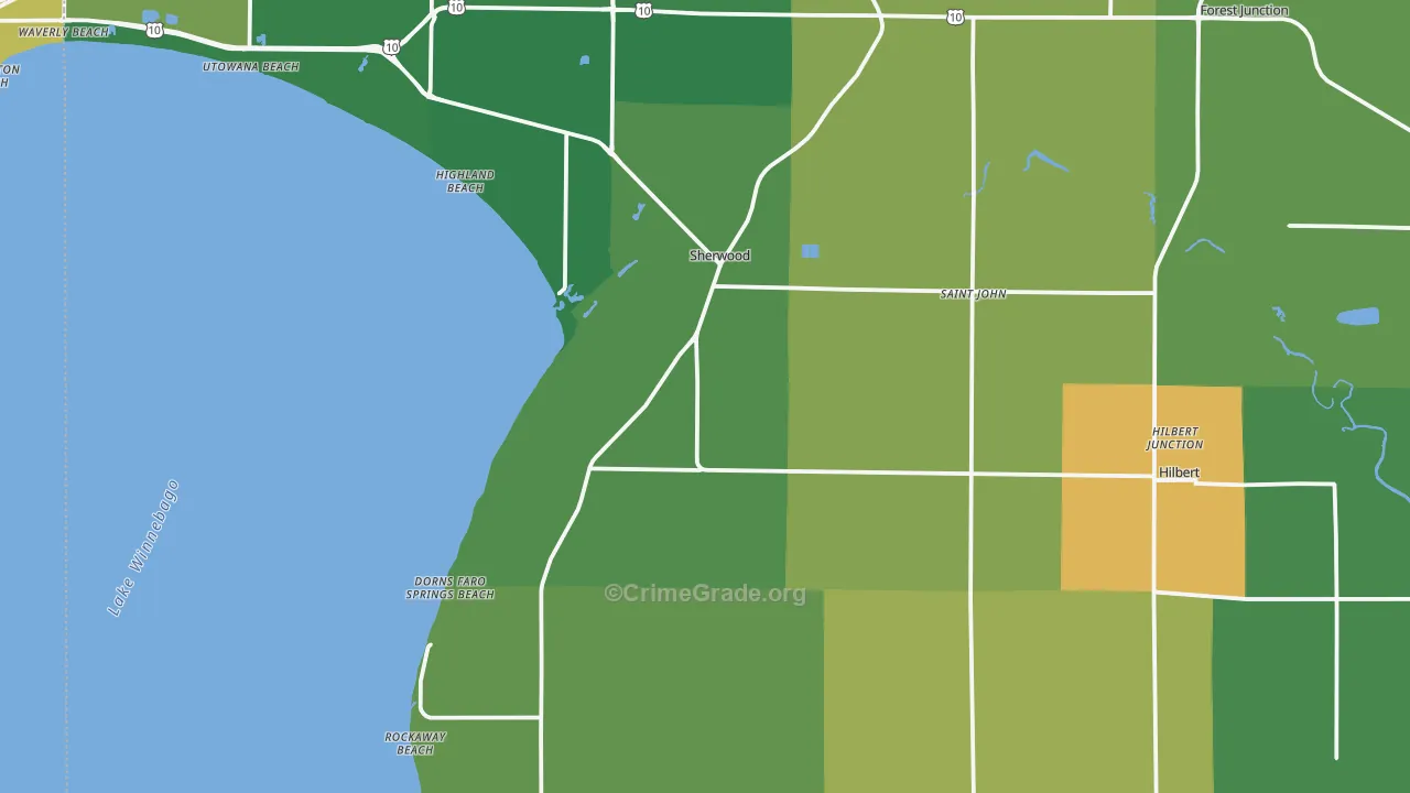 Calumet County, WI Map of Theft Rates