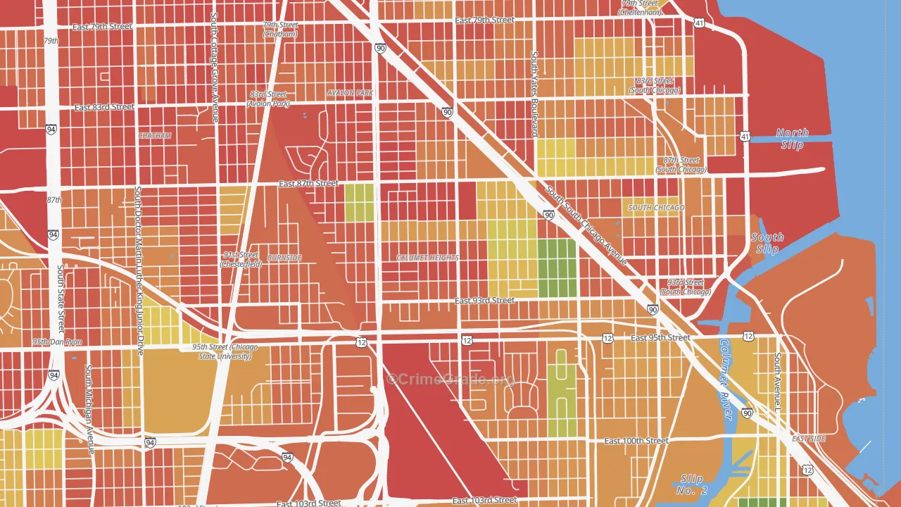 Calumet Heights, Chicago, IL Map of Theft Rates