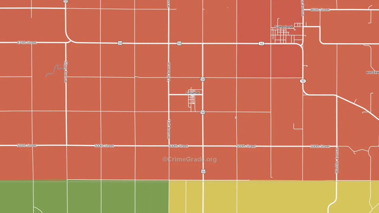 Calumet, IA Map of Theft Rates