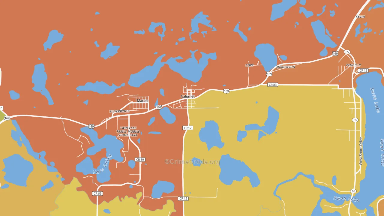 Calumet, MN Map of Theft Rates