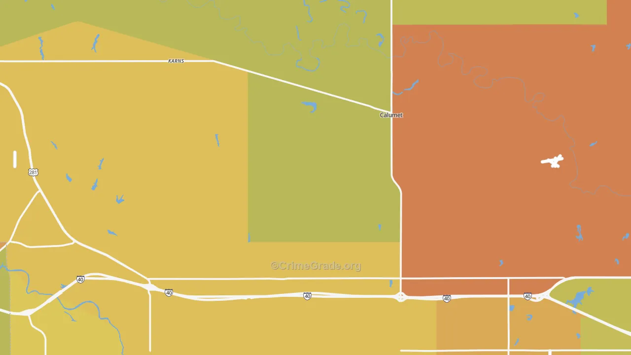 Calumet, OK Map of Theft Rates
