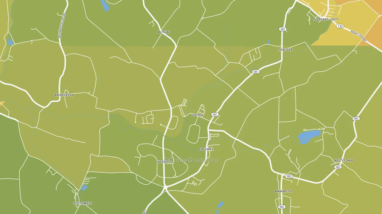 Calumet, PA Map of Theft Rates