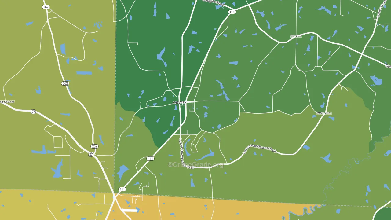 Calvary, GA Map of Theft Rates
