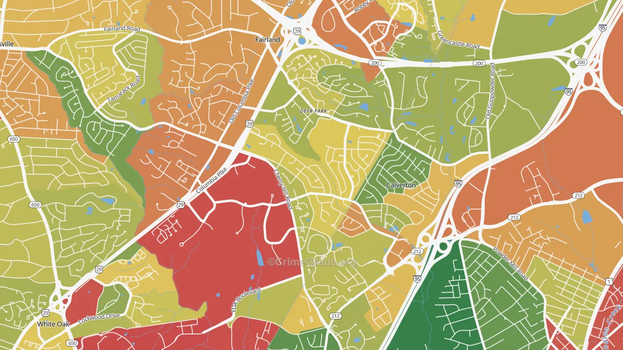Calverton, MD Map of Theft Rates