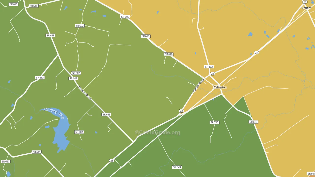 Calverton, VA Map of Theft Rates