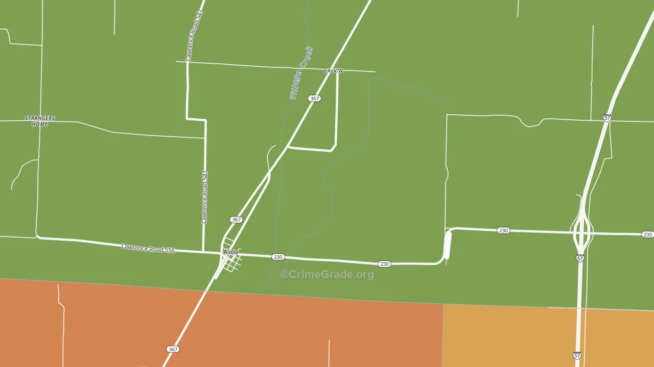 Calvin, AR Map of Theft Rates