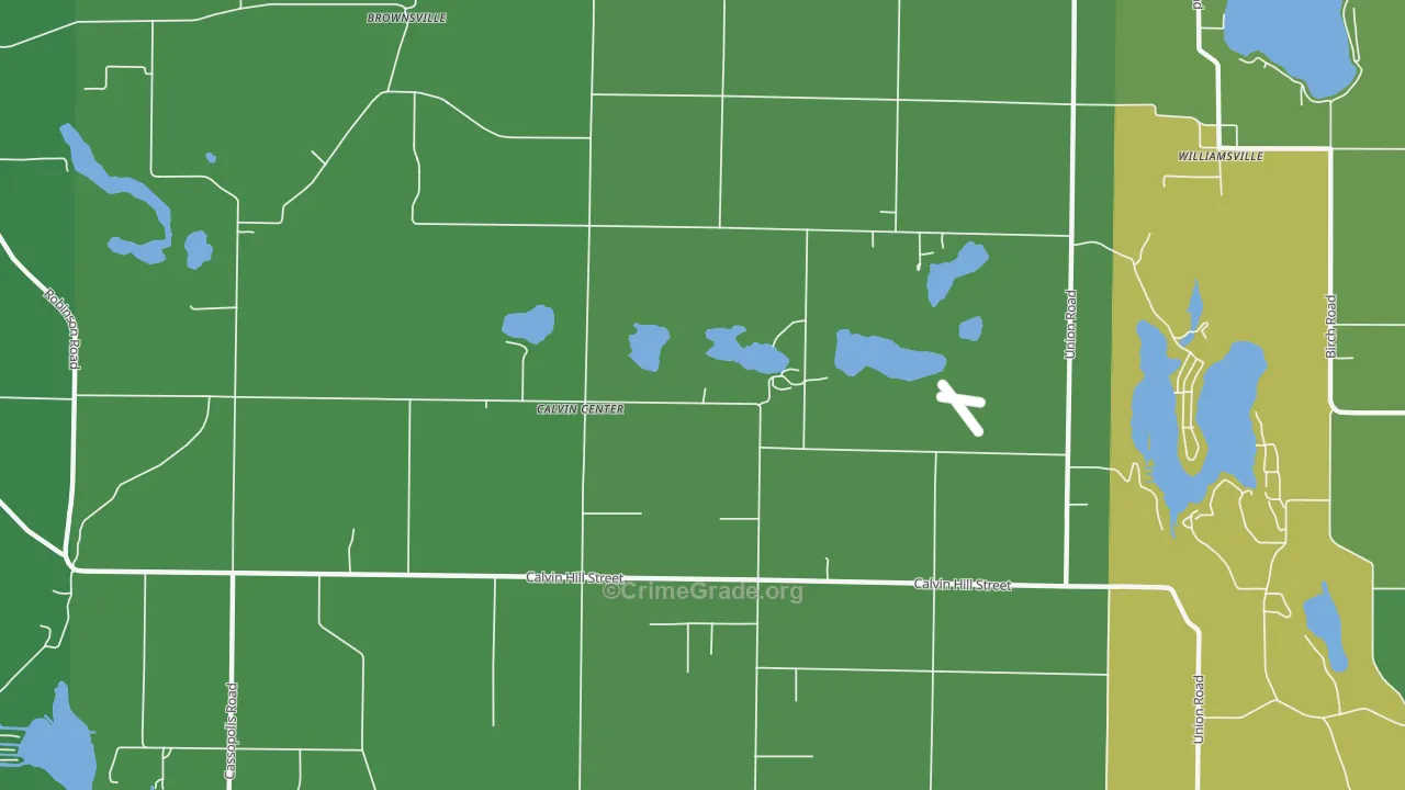 Calvin Center, MI Map of Theft Rates