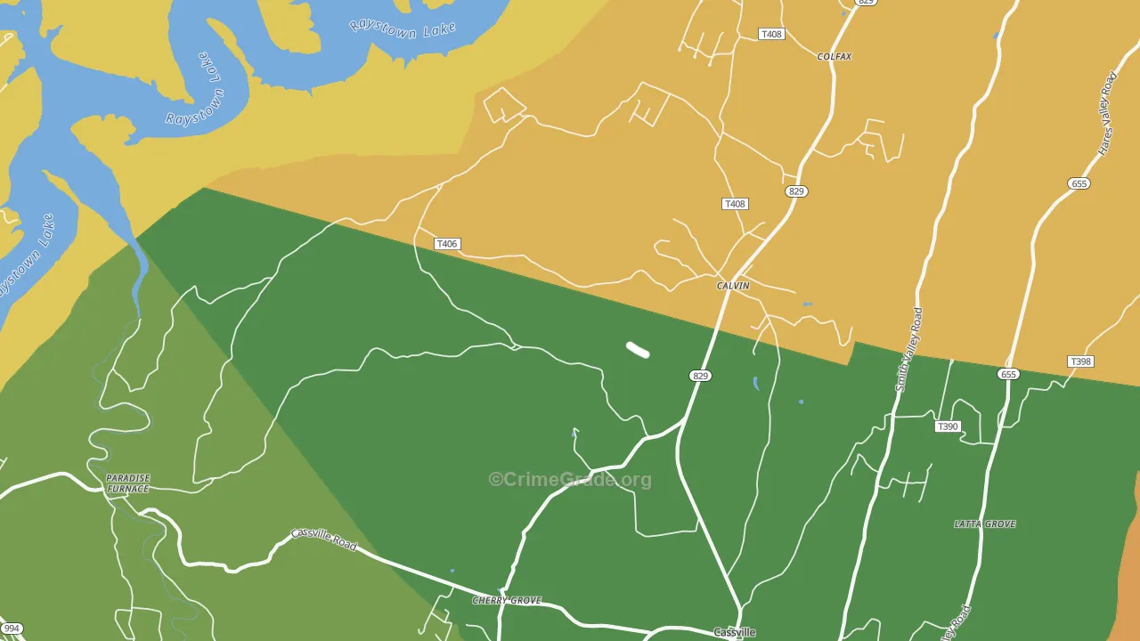 Calvin, PA Map of Theft Rates