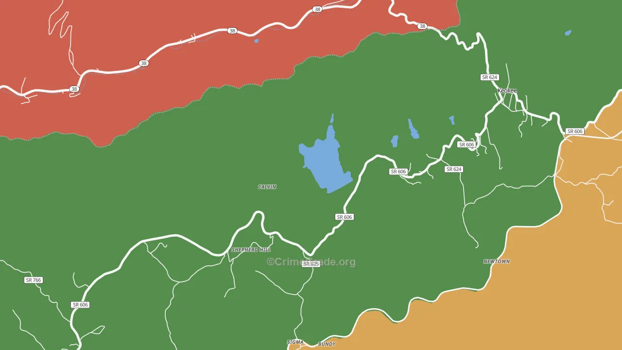 Calvin, VA Map of Theft Rates