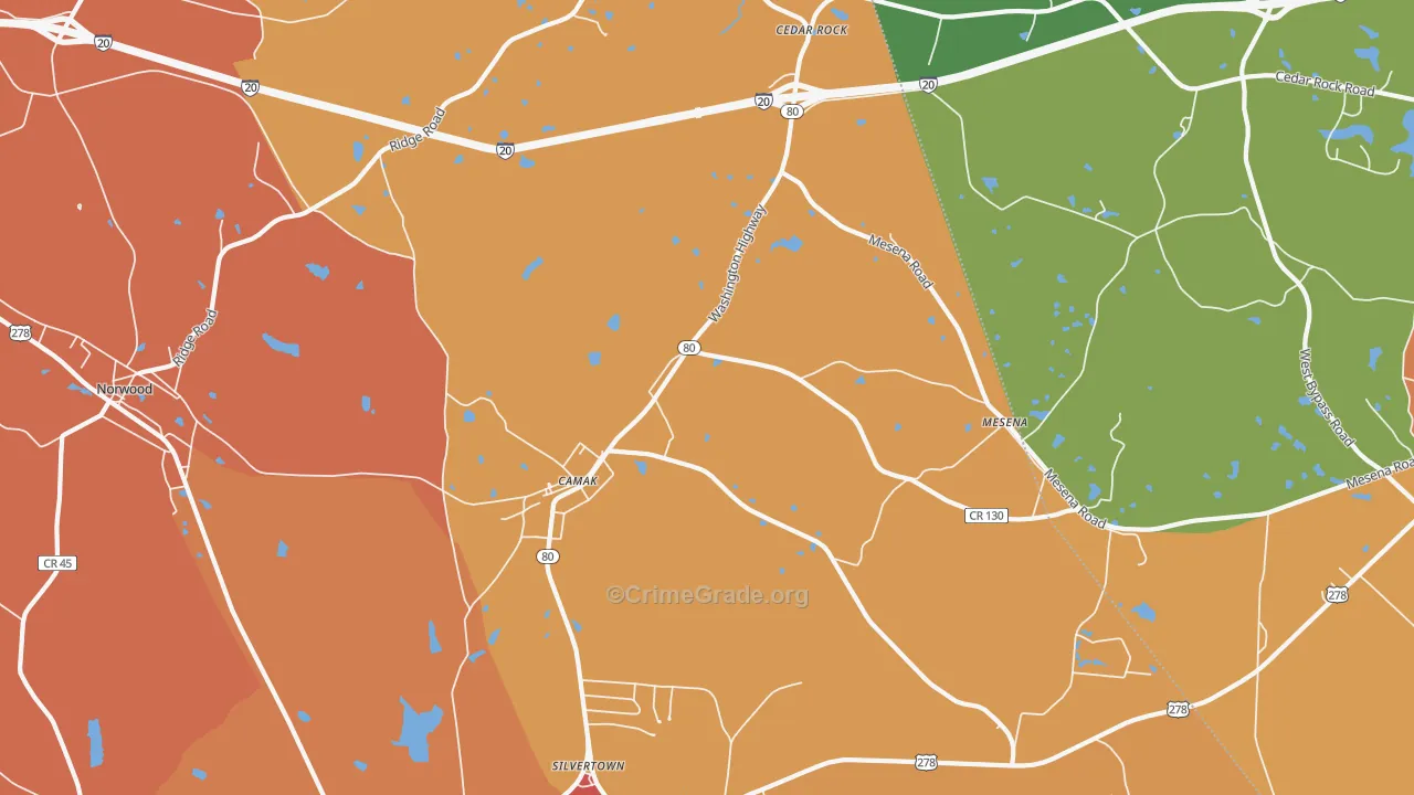 Camak, GA Map of Theft Rates