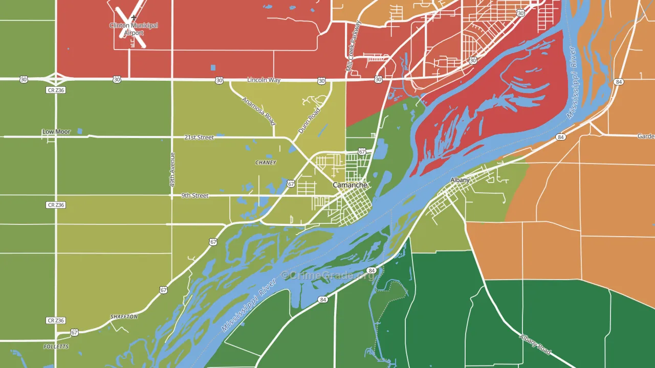 Camanche, IA Map of Theft Rates