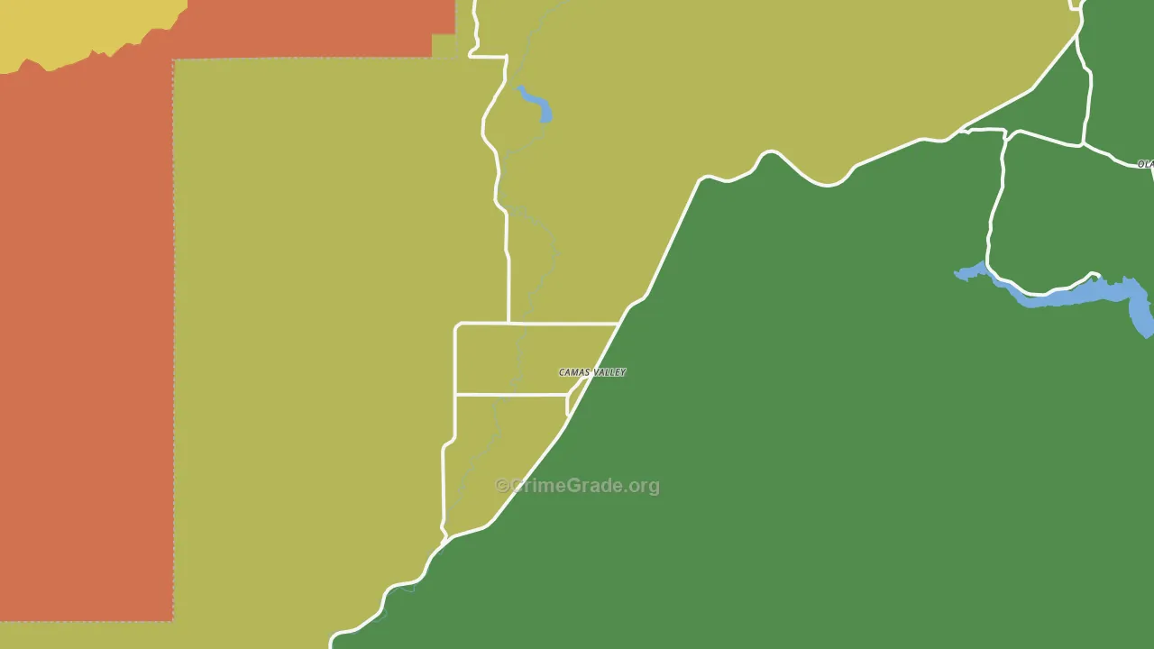 Camas Valley, OR Map of Theft Rates