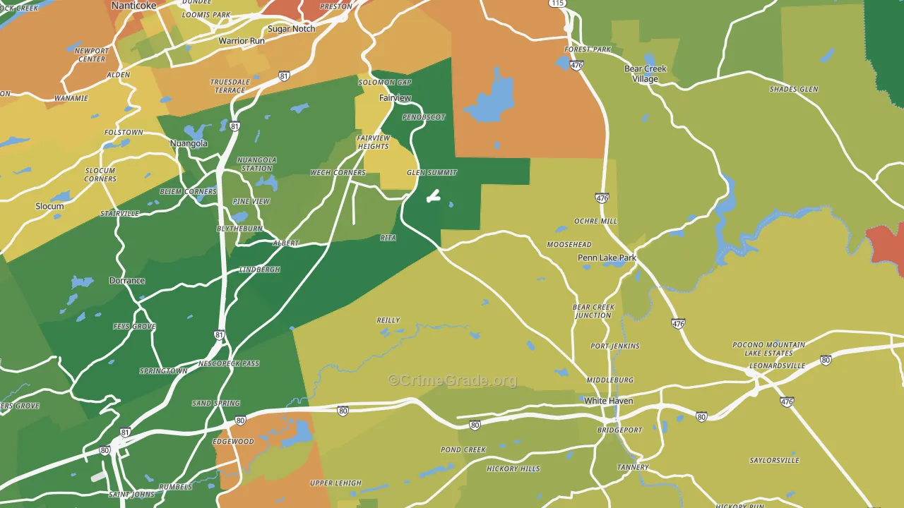 Cambra, PA Map of Theft Rates