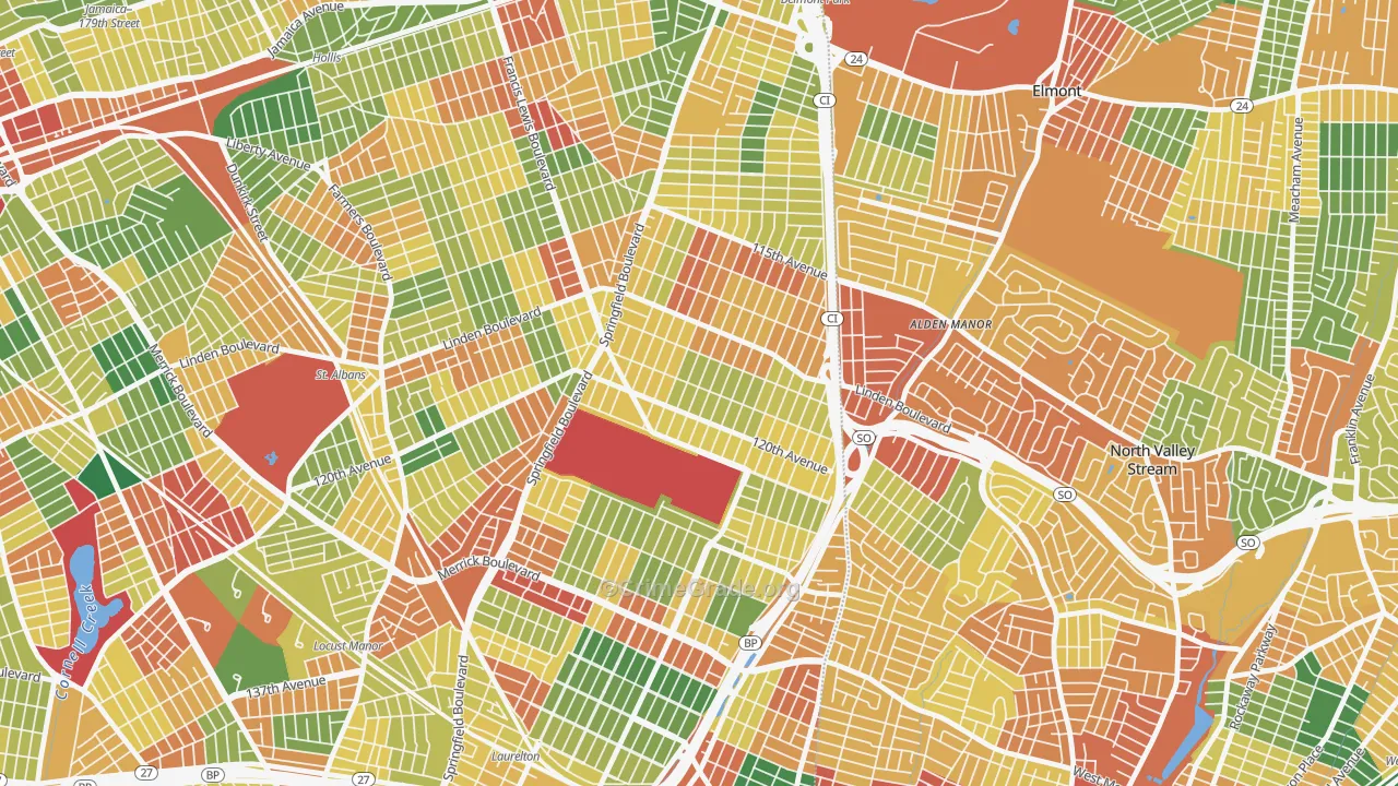 Cambria Heights, Queens, NY Map of Theft Rates