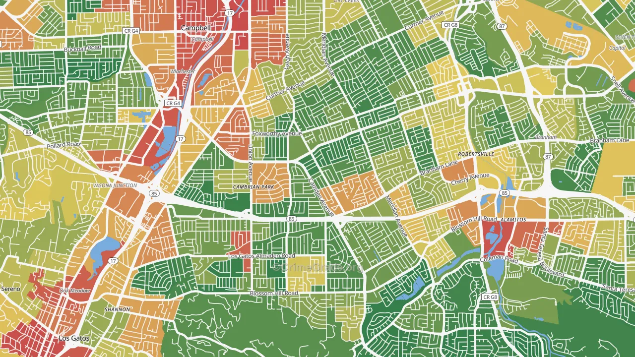 Cambrian Park, San Jose, CA Map of Theft Rates