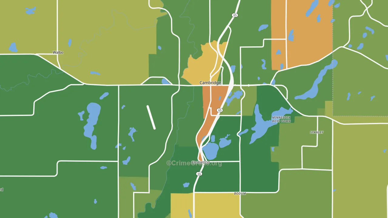 Cambridge, MN Map of Theft Rates