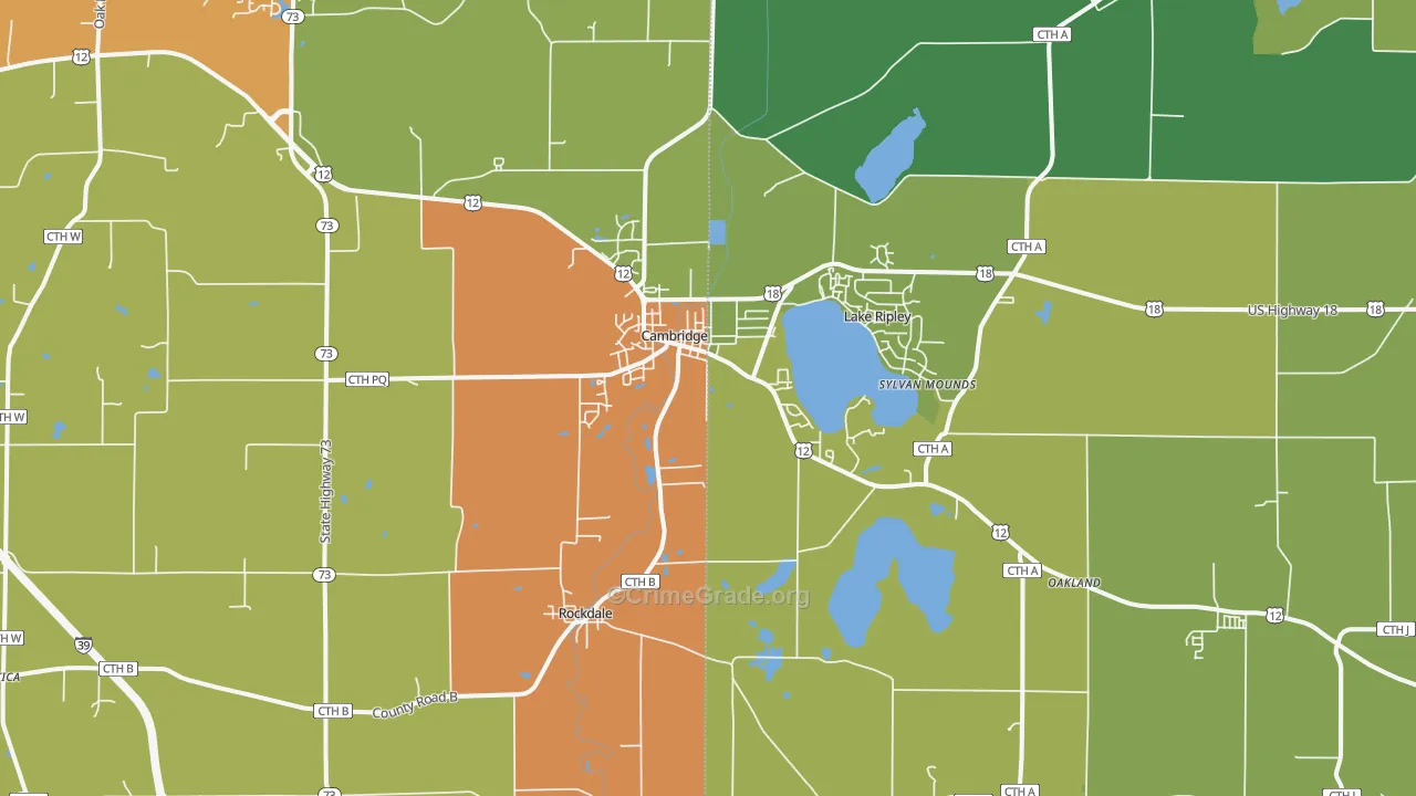 Cambridge, WI Map of Theft Rates